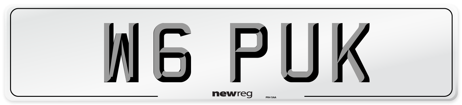 W6 PUK Number Plate from New Reg